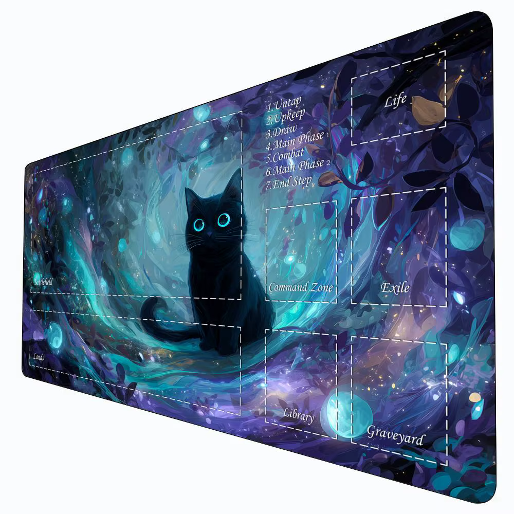 Tapis de jeu Magic The Gathering (MTG) motif Chat Noir Mystérieux