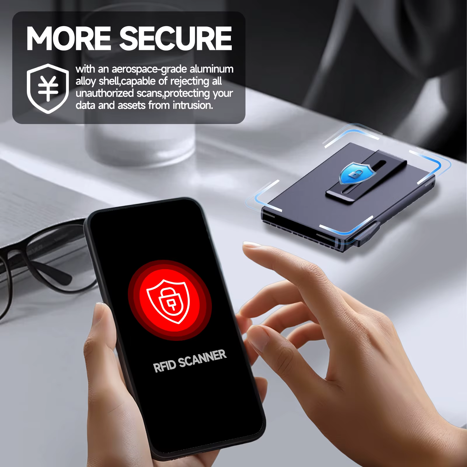 Porte-carte Pop-Up automatique à blocage RFID pour hommes, accès rapide, conception sécurisée, portefeuille en métal, Style professionnel, portefeuille Durable