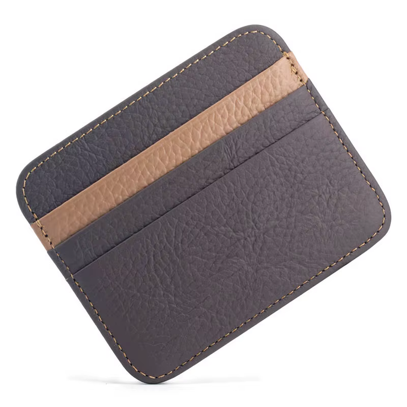 Porte-cartes en cuir véritable – Portefeuille fin pour cartes d'identité/banque/crédit, étui Compact pour cartes d'argent et de Bus (Protection RFID)
