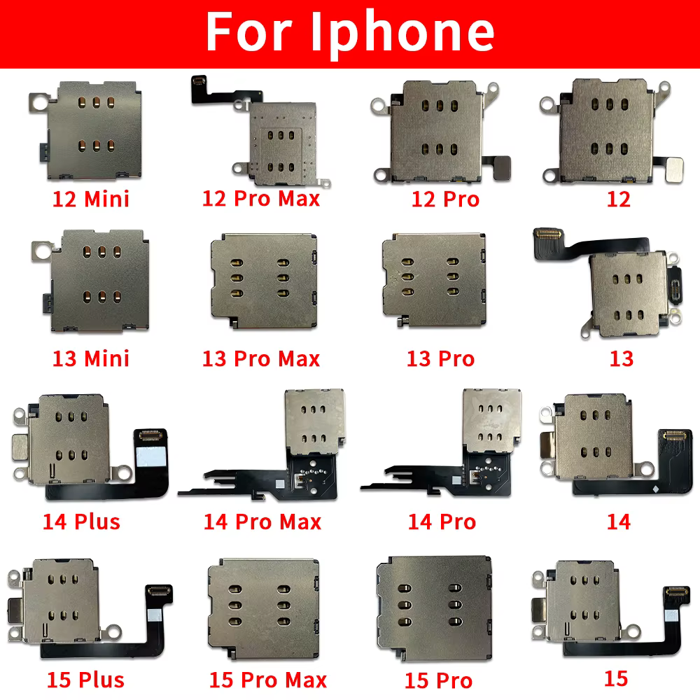 Nouveau connecteur de lecteur de carte SIM double, câble flexible de remplacement pour iPhone 12 13 mini 14 Plus 15 Pro Max