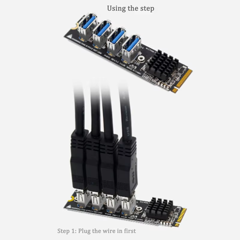 Carte Riser M.2 NVcloser to USB3.0 PCIE X16 1 to 4 PCI Express Multiplier airies Adapter