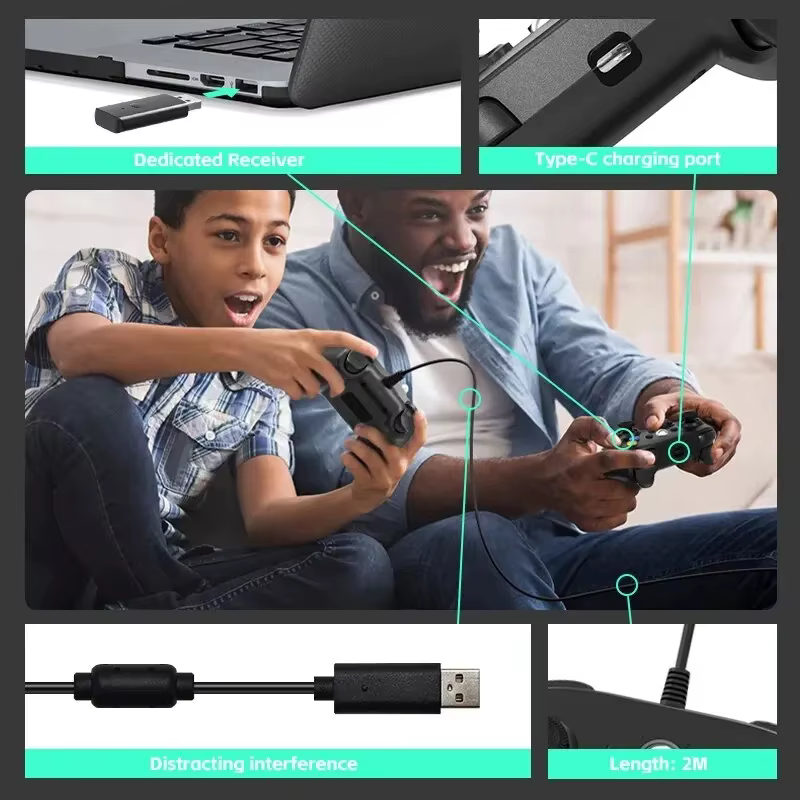 Manette de jeu sans fil et filaire USB