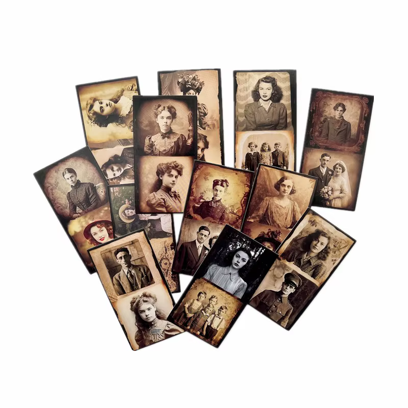 Carte d'optique de matériel de collage de photo rétro de famille, rick, scrapbooking, décoration, sans support adhésif