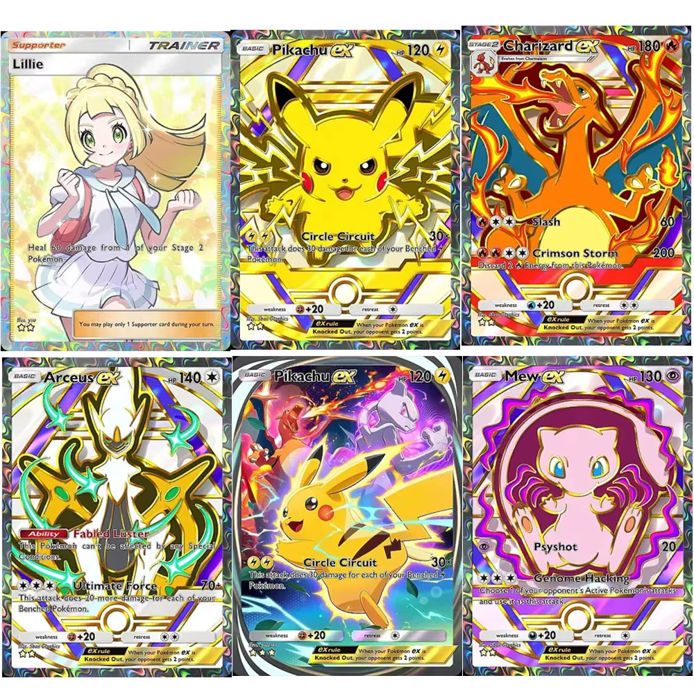 Bricolage Pokemon TCG cartes de poche immersive EEVEE pikachu Charizard Mew Dialga Solgaleo Lugia Arceus Lillie EX APP carte de jeu