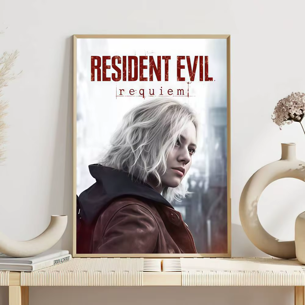 Affiche autocollante décorative R-Resident Evil Requiem pour chambre à coucher