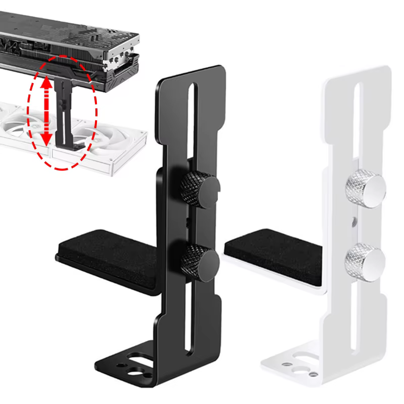 Support de carte graphique réglable, support de carte vidéo réglable, support GPU pour boîtier PC de bureau ITX/ATX, accessoire pour éviter l'affaissement