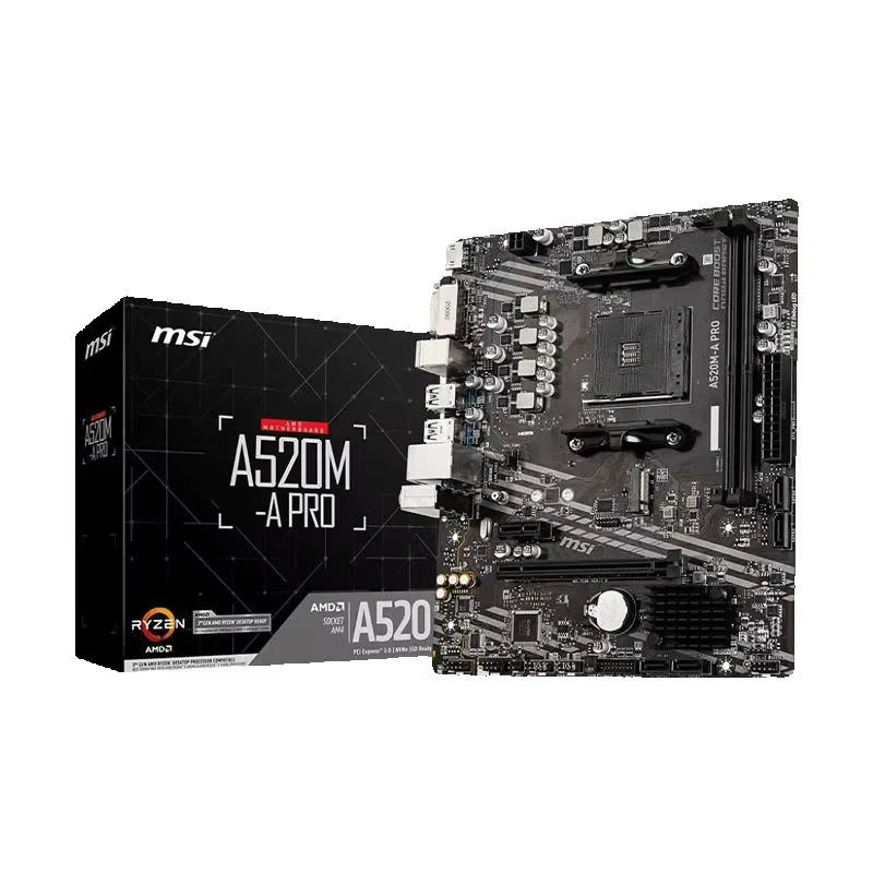 Nouveau MSI A520M A PRO Micro ATX AMD A520 DDR4 M.2 USB3.2 STAT 3.0 SSD/64G meilleur support R9 ordinateur de bureau CPU Socket AM4 carte mère