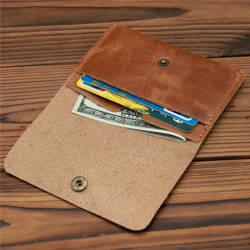 Porte-cartes de visite en cuir véritable pour hommes – Étui mince pour cartes de crédit et cartes d'identité, portefeuille professionnel pour le bureau et les voyages