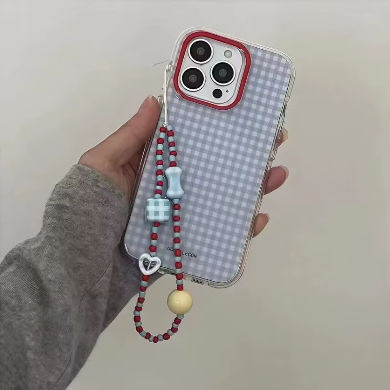 Coque de téléphone à motif de grille à carreaux bleu, étui souple à la mode pour iPhone 17 Pro 16 15 14 13 12 11 Pro Max 16e X XR XS Max 7 8 Plus