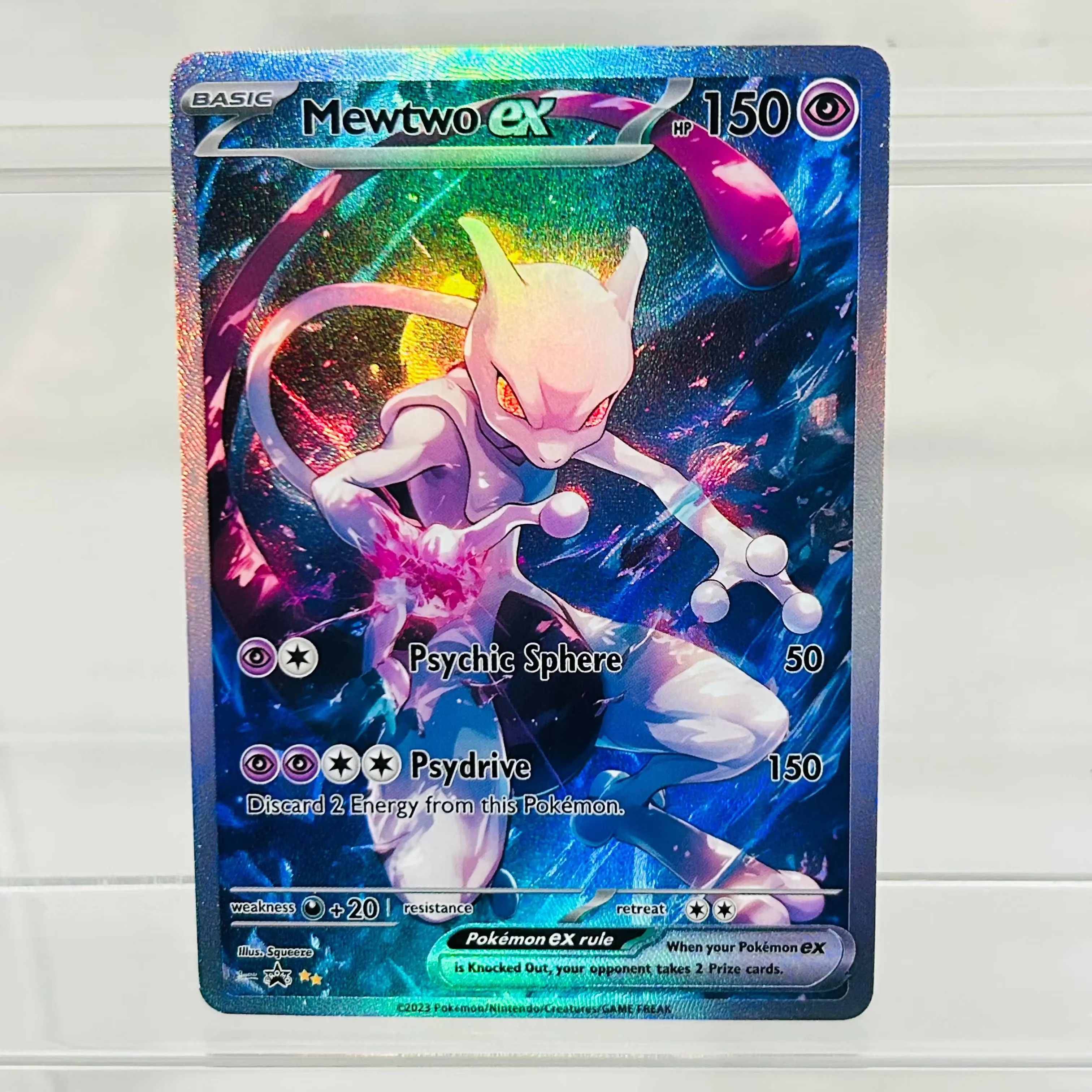 Carte Mewtwo ex English DIY avec texture holographique, en parfait état, carte de collection anime premium