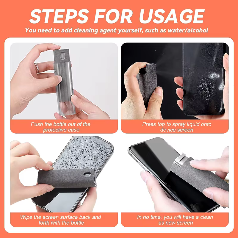 Kit de nettoyage d'écran 2 en 1 pour téléphone/ordinateur portable/tablette/TV/moniteur/écran de voiture