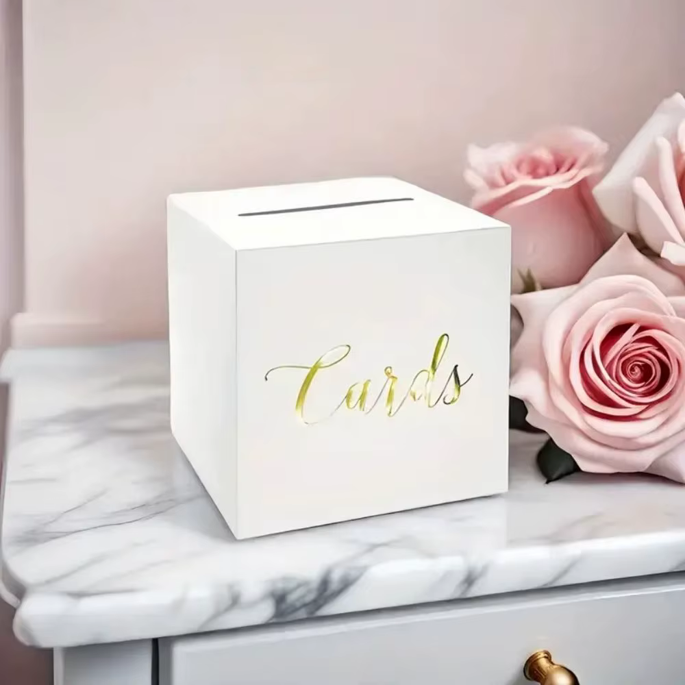 Boîte à Cartes en Carton Blanc pour Décoration de ixde Mariage, Enveloppe de Réception, Argent, Anniversaire, V18e