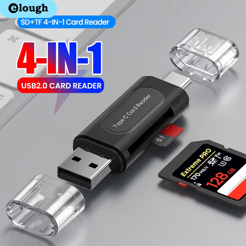 Lecteur de carte multifonction 4 en 1 USB 2.0 et Type C vers SD