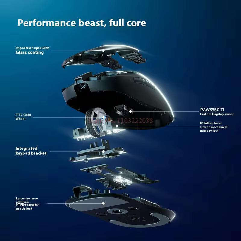 MCHOSE A7 V2 Ultra+ Souris de jeu sans fil tri-mode légère Paw3950 42000DPI 500MAh pour PC
