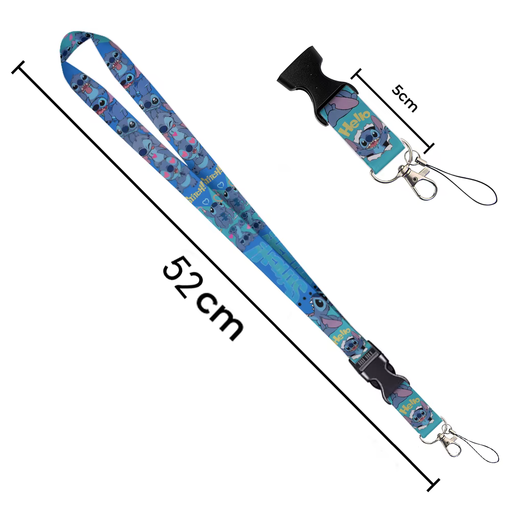 Stitch Angel En gros Porte-cartes étudiant à motif dessin animé, Porte-badge et Dragonne de téléphone portable en plastique avec boucle, Dragonnes porte-clés