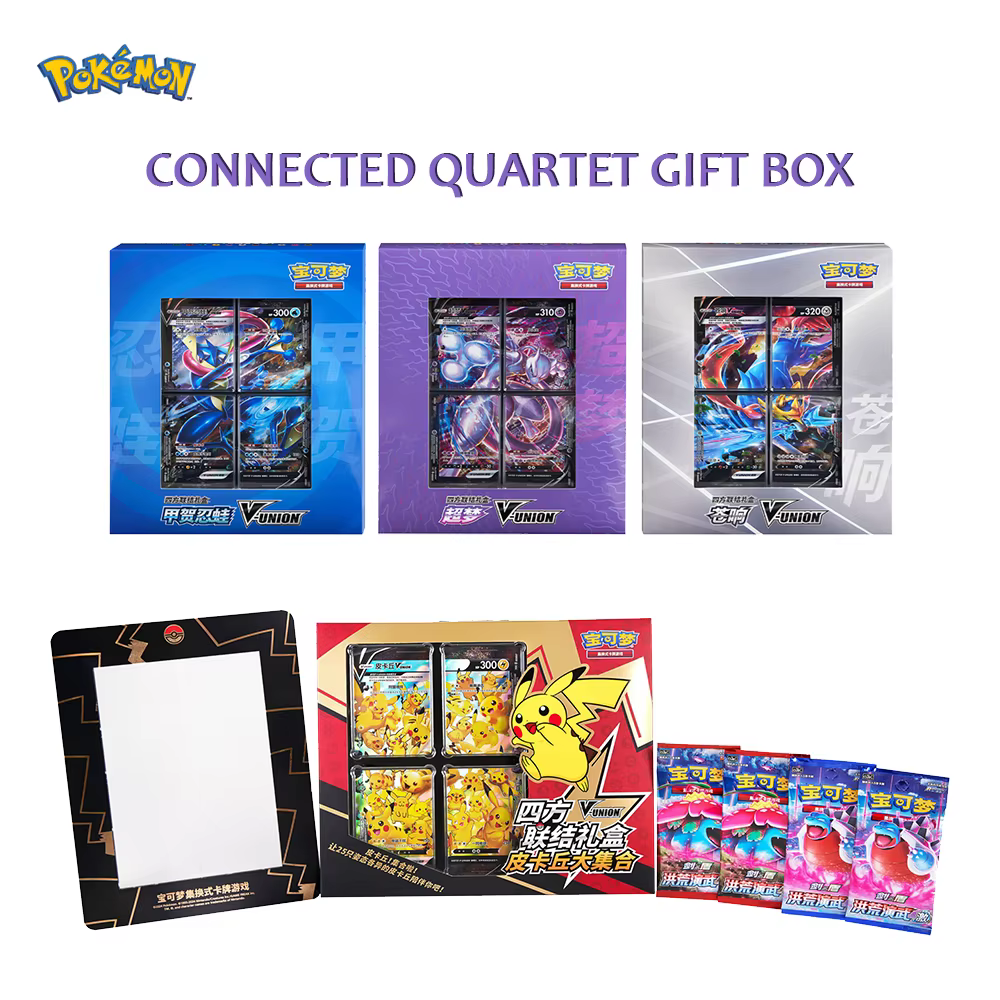 Carte Pokemon TCG originale, couplage de quatuor, coffret cadeau V-Union, Pikachu Mew-Two, cartes à collectionner 100% authentiques