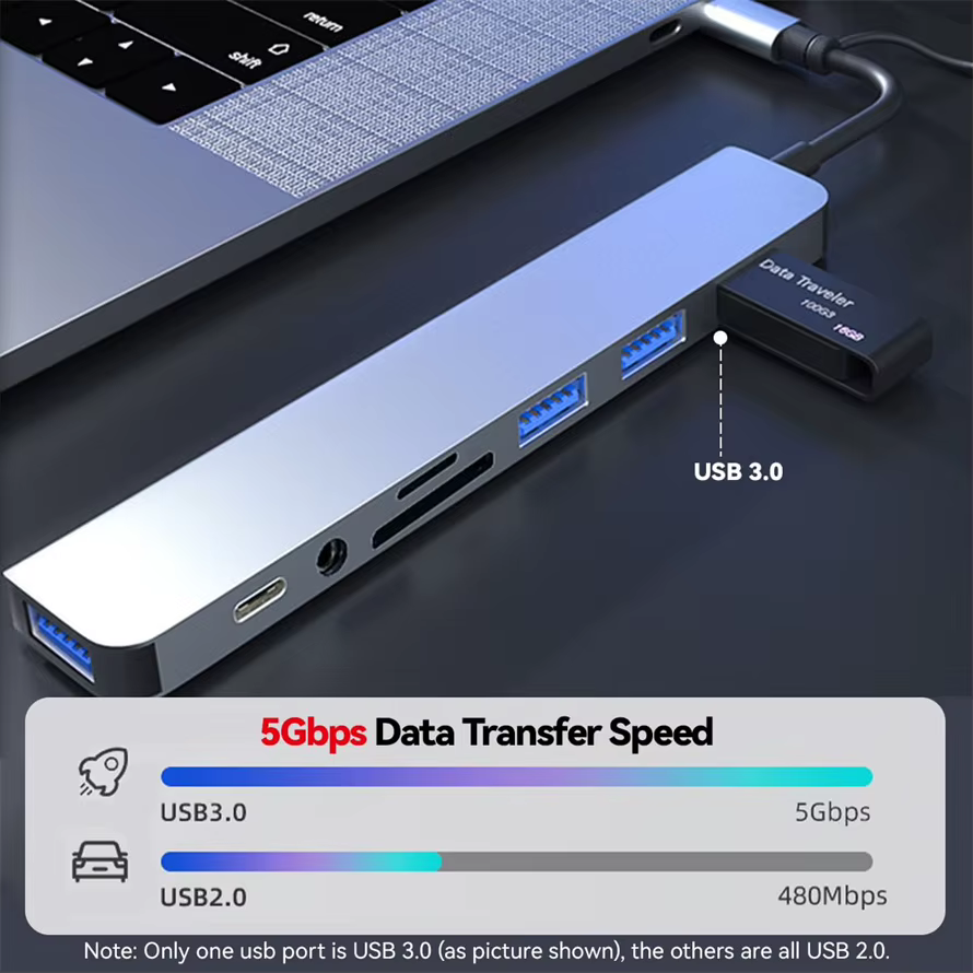 Station d'accueil HUB USB 8 en 1