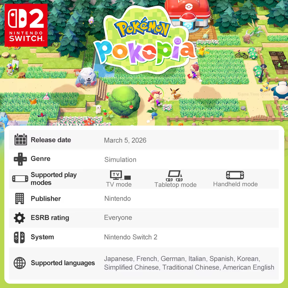 Pokemon Pokopia Nintendo Switch 2 Jeux Offres Spéciales 100% Neuf Original Cartouche de Jeu Physique Simulation Jeu Pokemon pour Switch 2