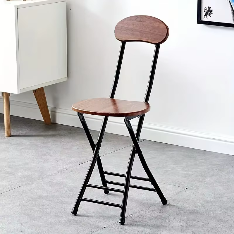 Chaise pliante de Style classique avec siège ovale, Portable, aucun assemblage nécessaire, cadre métallique Durable, Construction en bois dur pour la maison, 1 pièce