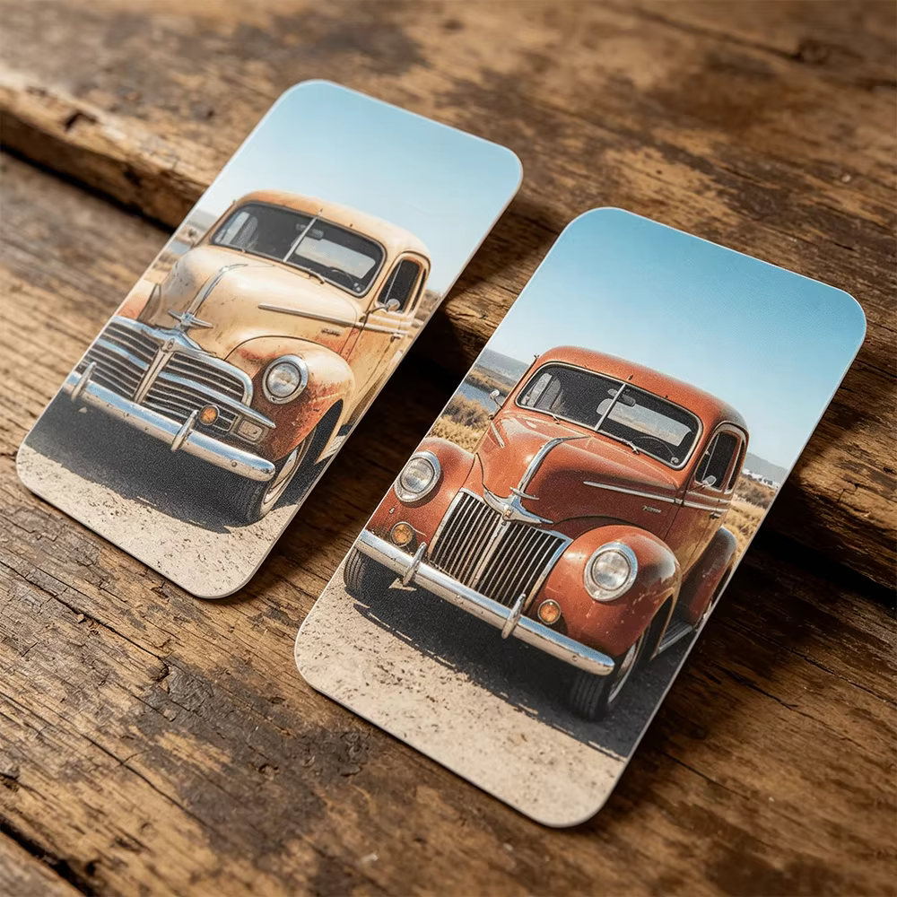 Carte PVC double face personnalisée pour la mémoire de la famille, cadeau commémoratif en plastique brillant avec photo et texte personnalisés, pour un usage quotidien et au bureau