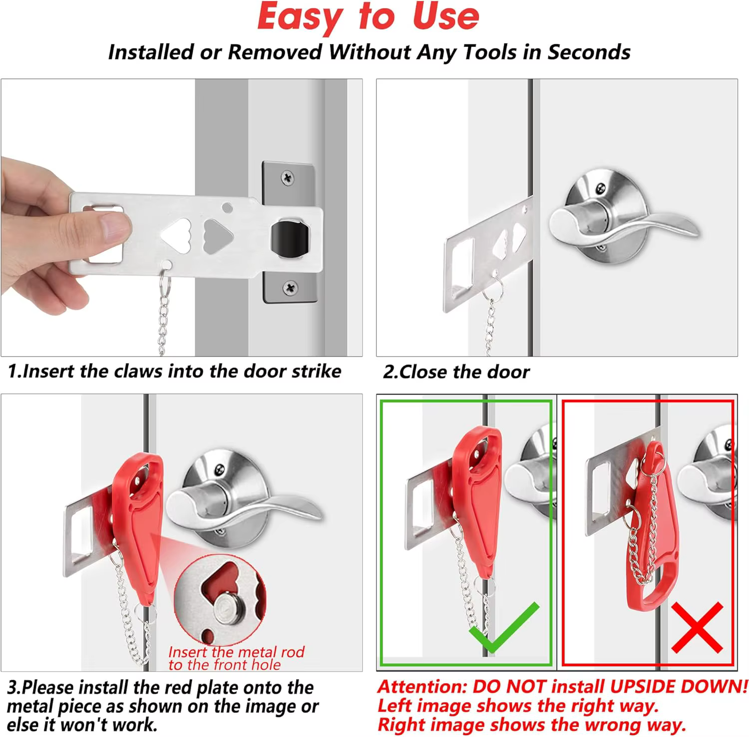 Serrure de porte Portable pour voyage, dispositif de sécurité d'auto-défense pour maison, appartement, hôtel, motel vivant, dortoir scolaire