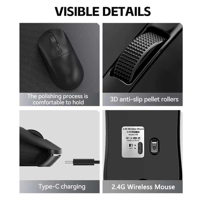 Warvank X8 souris de jeu sans fil 500 mAh TYPE-C
