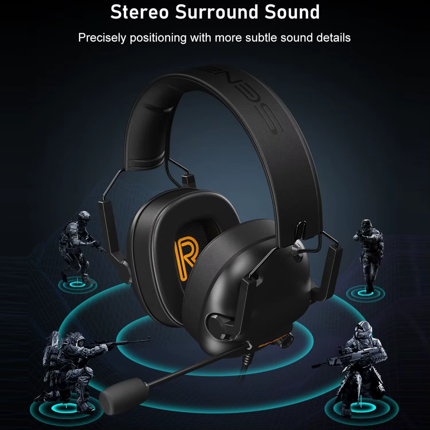 Casque de jeu filaire avec microphone pour PC
