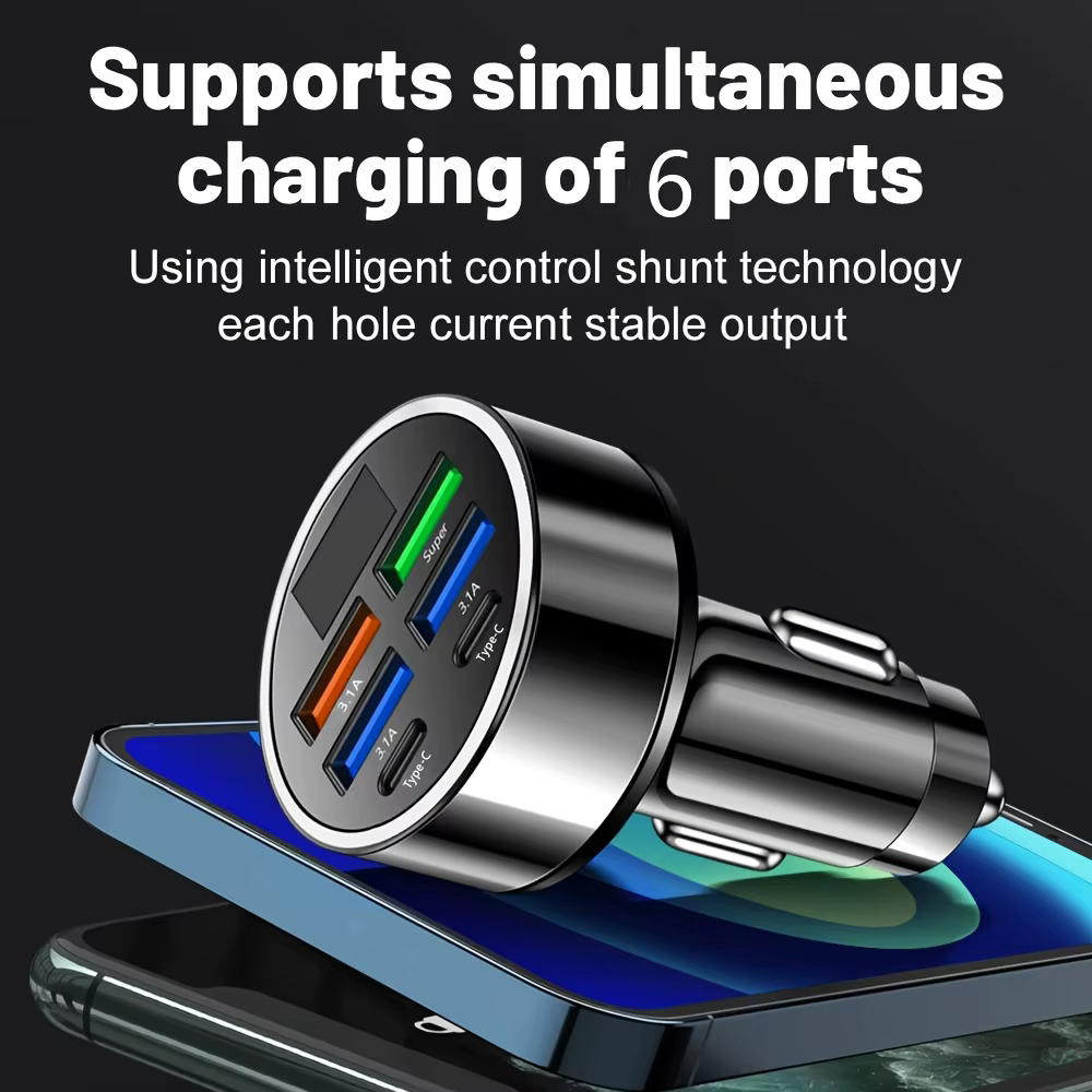 Adaptateur de voiture à charge rapide 6 en 1