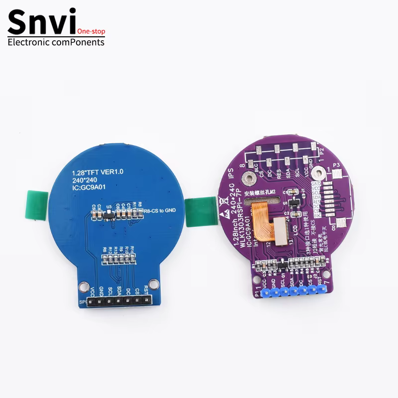 Module d'affichage LCD TFT Snvi 1,28 pouce IPS rond carré 240x240 SPI GC9A01 Écran couleur compatible avec Arduino ESP32 pour le bricolage