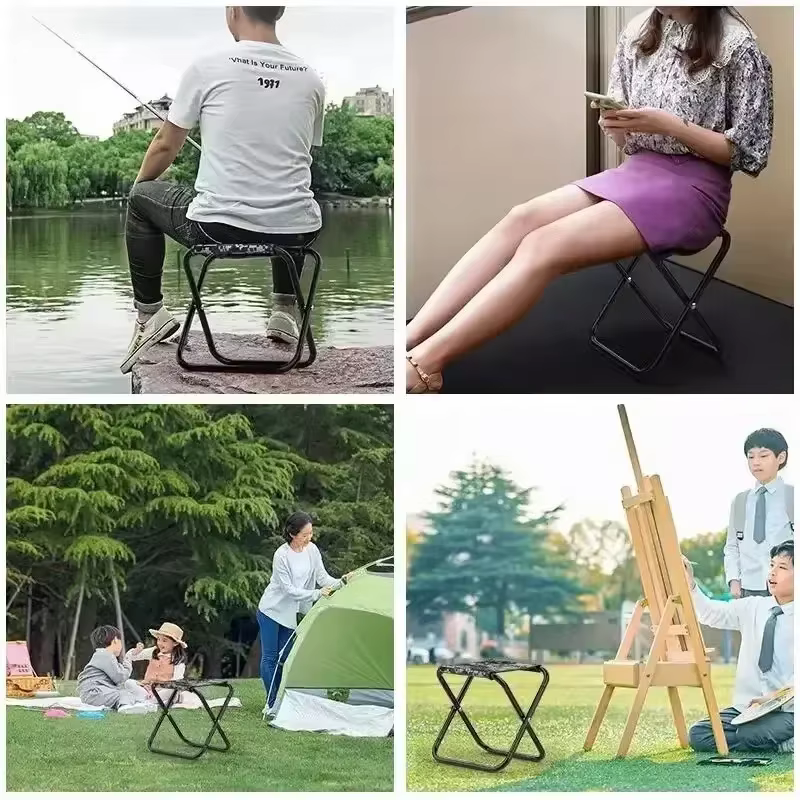 Chaise pliante Portable, banc de pêche, tabouret de voyage, Camping, cheval, Train, métro, file d'attente, outil d'extérieur
