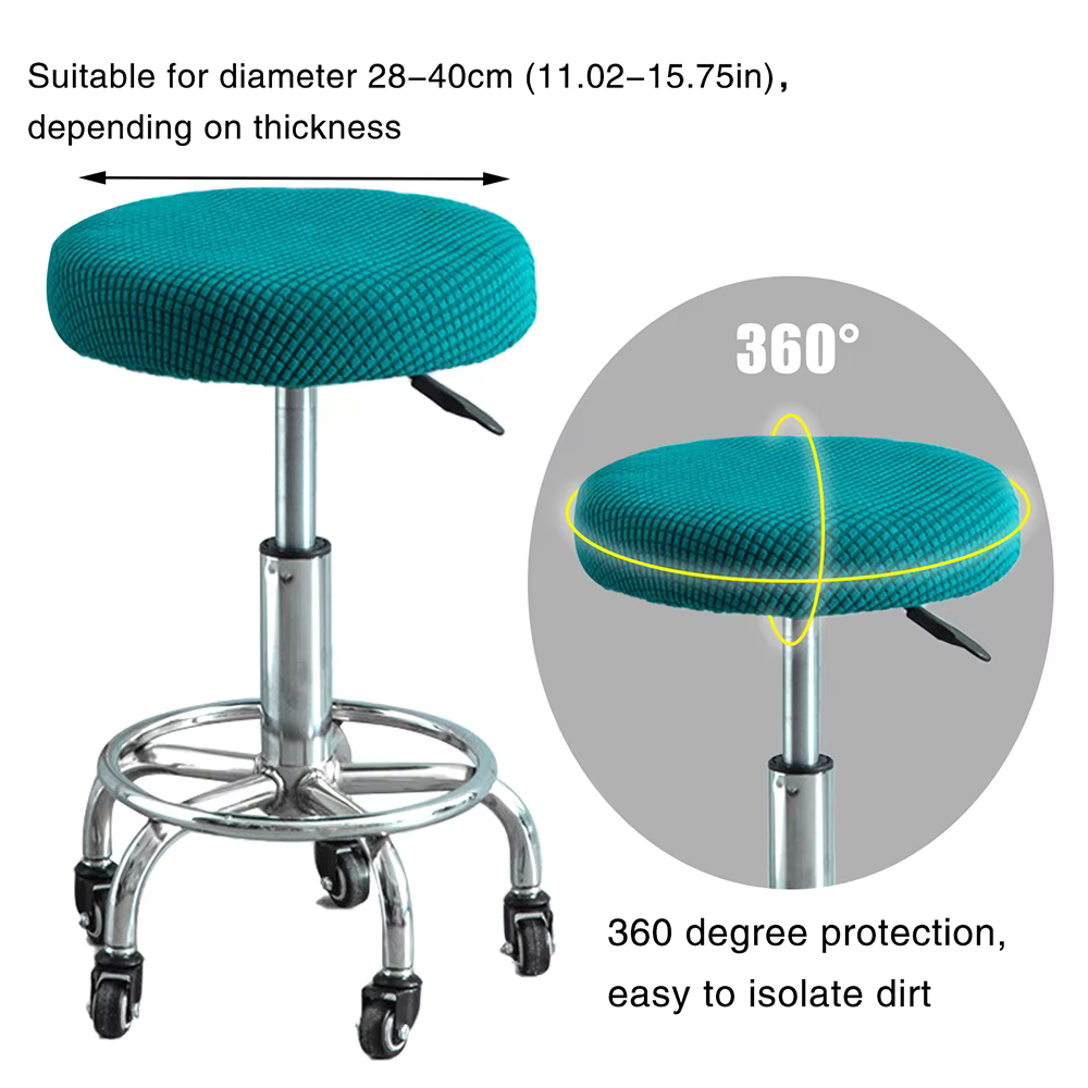 Juste de coussin de chaise ronde élastique, housse de siège de bar lavable, housse de siège épaissie, solide, document, tabouret de salle à manger
