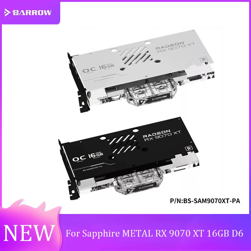 Bloc GPU Barrow pour Sapphire METAL RX 9070 XT 16GB D6, refroidisseur d'eau pour carte graphique, radiateur de refroidissement PC BS-SAM9070XT-PA
