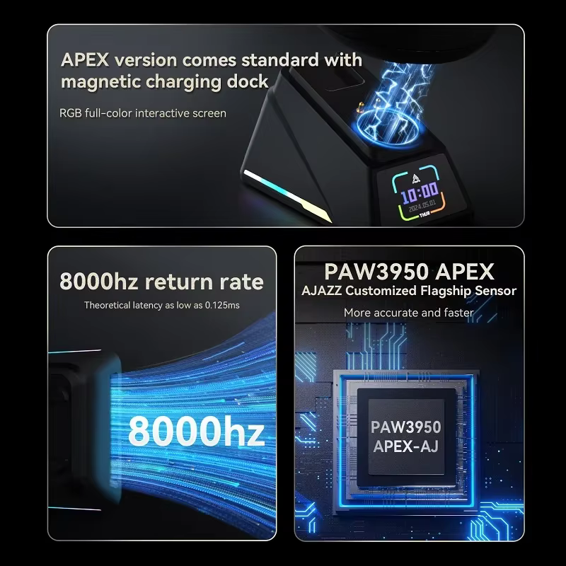 AJAZZ AJ179 série PRO APEX souris de jeu e-sports avec station de chargement rvb ordinateur Macro Mause Gamer
