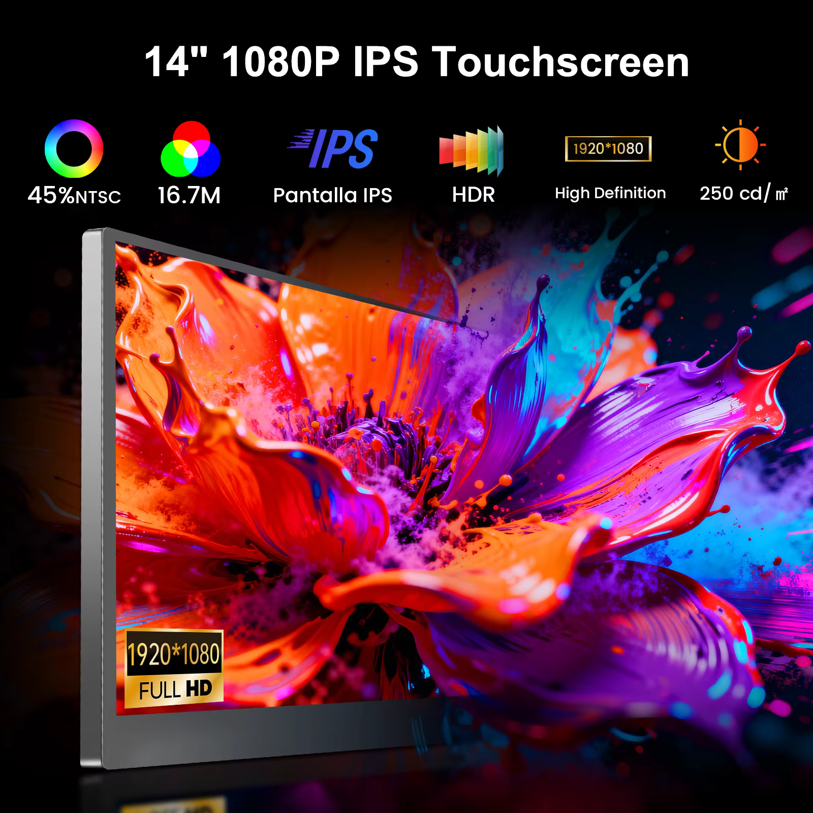 Moniteur à écran tactile Portable 13.3/14/15.6 pouces