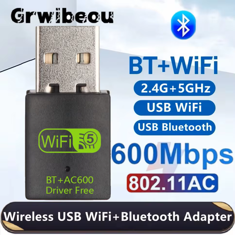 600Mbps USB WiFi Bluetooth adaptateur 2 en 1 Dongle double bande USB