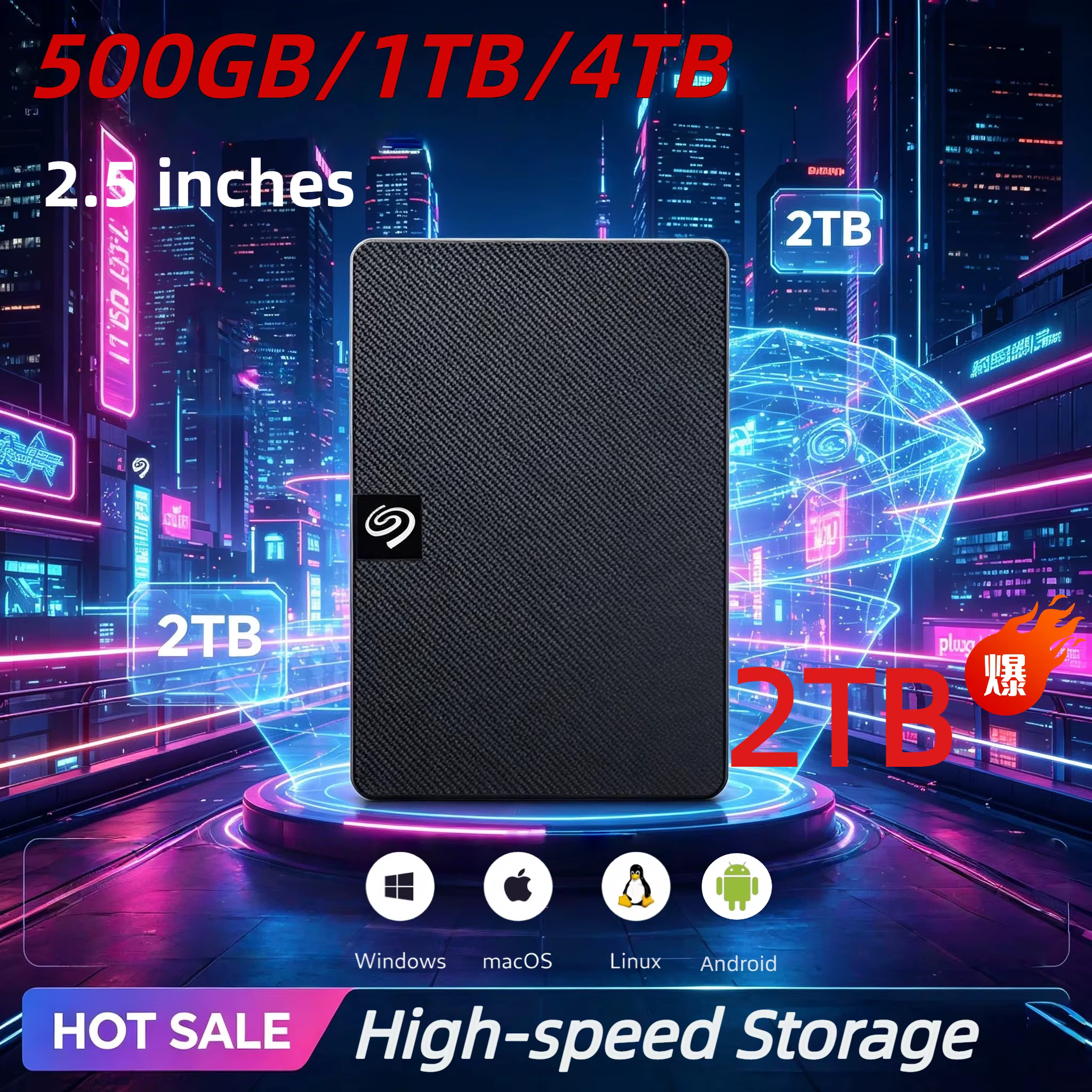 Disque dur externe portable OEM Seagate Expansion 500 Go 1 To 2 To USB 3.0 2