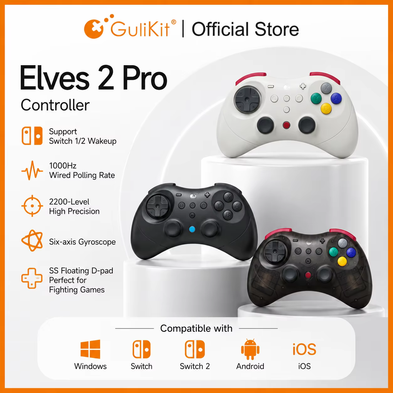 Contrôleur de jeu sans fil GuliKit Elves 2 Pro pour Switch 2