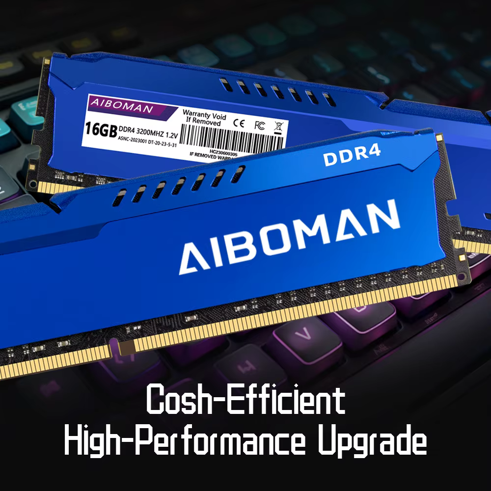 AIBOMAN DDR4 8G/16G 3200MHZ Ram de jeu avec dissipateur thermique tout nouveau bureau transaction à grande vitesse adapté à toutes les cartes mères
