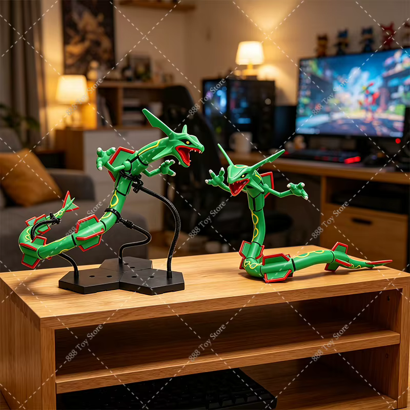 Figurine d'action Rayquaza, modèle de collection, jouets imprimés en 3D, Rayquaza brillant multi-articulé et mobile avec support, figurine pour garçons, cadeaux