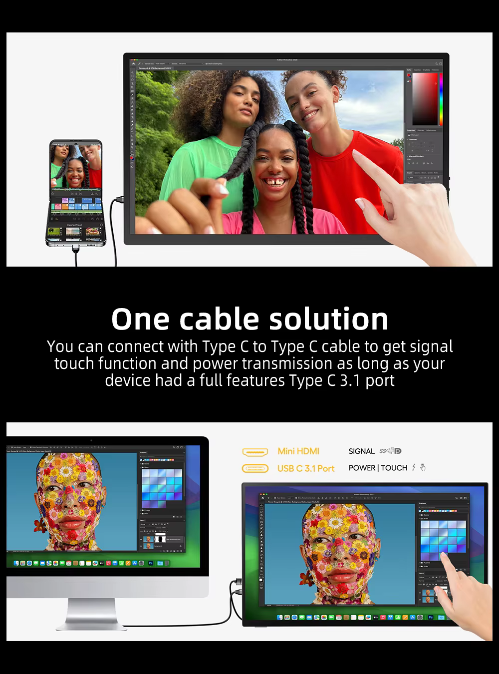 UPERFECT UGame T7 -Moniteur à écran tactile portable