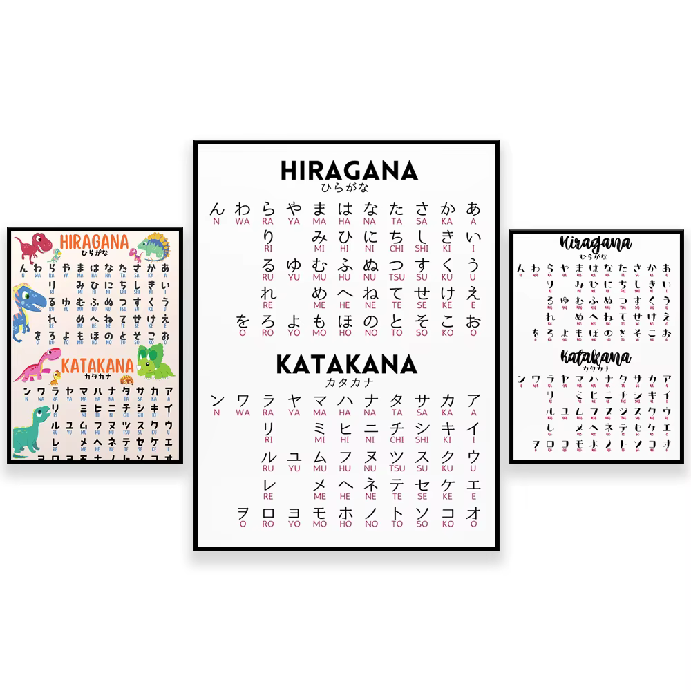 Affiche d'infographie apanaise, design minimaliste graphique iragana et atakana, cadeau pour les apprenants de la langue apanaise
