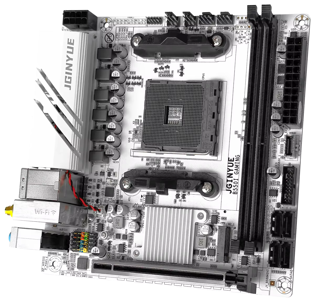 JGINYUE AMD B550 AM4 mini carte mère ITX prend en charge les processeurs Ryzen R5 série 4000/5000 DDR4 RAM PCI-E 4.0 B550i GAMING