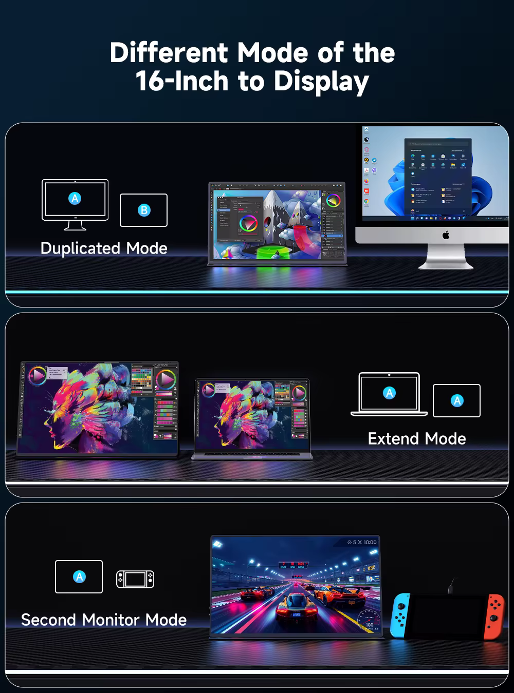 Écran portable UPERFECT 4K 16 pouces 3840 x 2400 IPS pour ordinateur portable