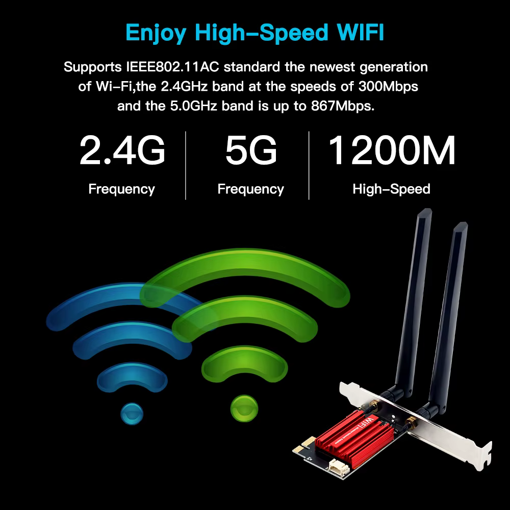 Adaptateur sans fil WiFi 5 AC1200 PCI-E