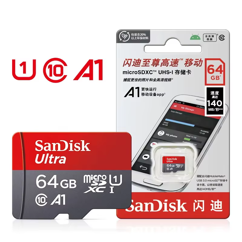 Carte mémoire Sandisk 512 Go 256 Go 128 Go 64 Go 32 Go TF Micro SD Classe A1-10 UHS-1