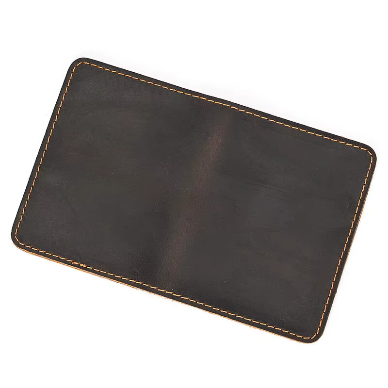 Sac à cartes rétro simple pour hommes, porte-cartes de crédit, fait à la main, court, ultra fin, mince, portable, en cuir de cheval, housse d'identité, poudres