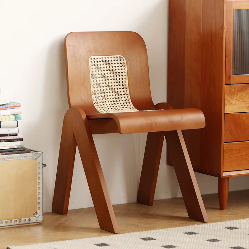 Chaise rétro en forme de C, siège de salle à manger de luxe français, tabouret de loisirs en rotin, vanité de chambre créative, banc de maquillage, design