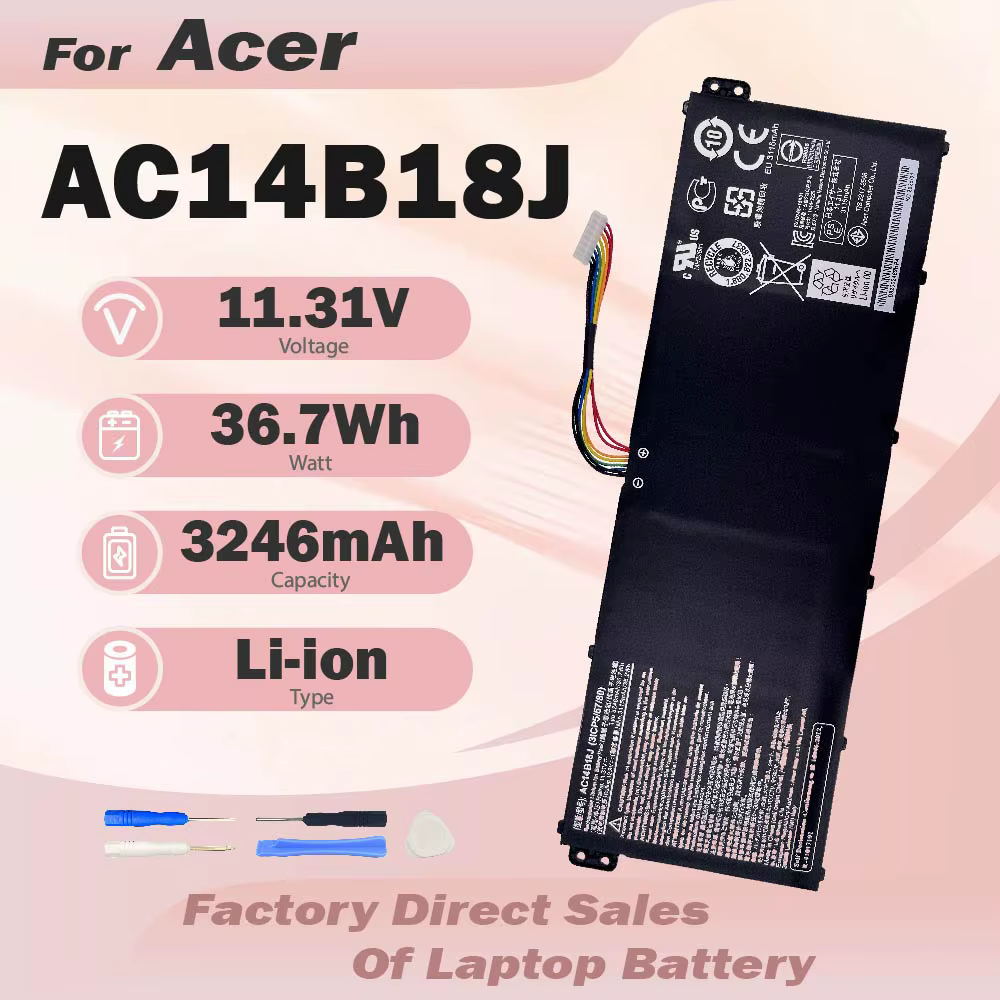 Batterie d'ordinateur portable AC14B18J AC14B13J pour Acer Aspire V3-112 V3-111P V3-111 ES1-711 E5-771 TravelMate B115-M B115-MP P236-M B116
