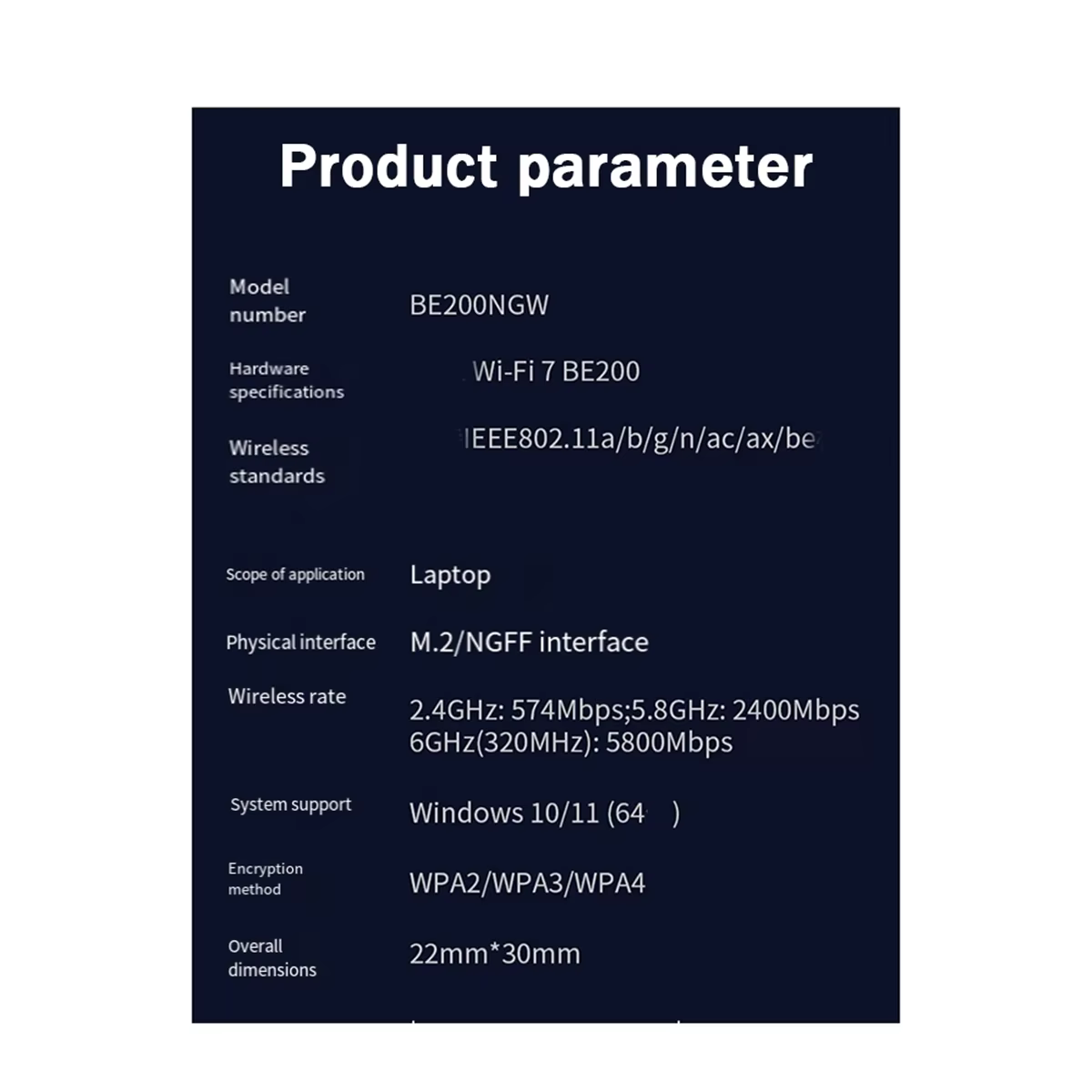 ZIZI WiFi 7 pour carte réseau sans fil BE200 BT5.4