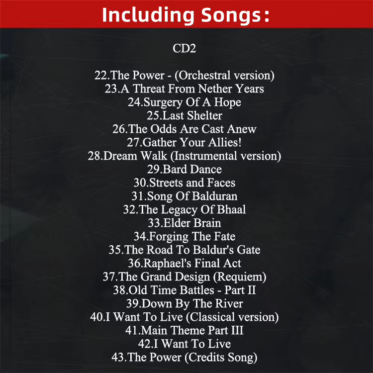 Jeu Baldur's Gate 3 Borislav Slavov CD de musique les plus grands succès OST Album enregistrement